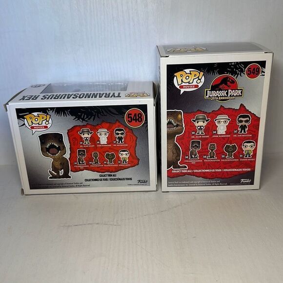 Funko Pop! Vinyl: Jurassic Park Velociraptor #549 and Tyrannosaurus Rex #548 - Picture 5 of 7